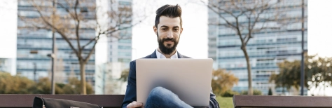 business man, technology, laptop, outside, person