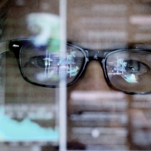 People - Man wearing glasses - digital high tech display - 500x500