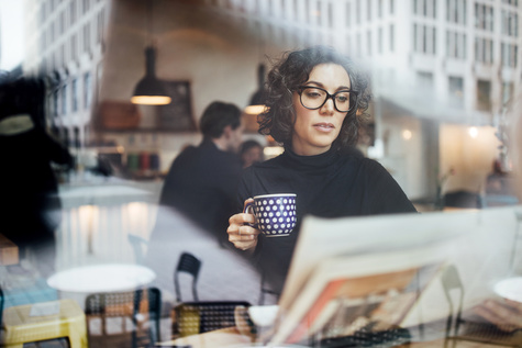 People-woman reading coffee cafe